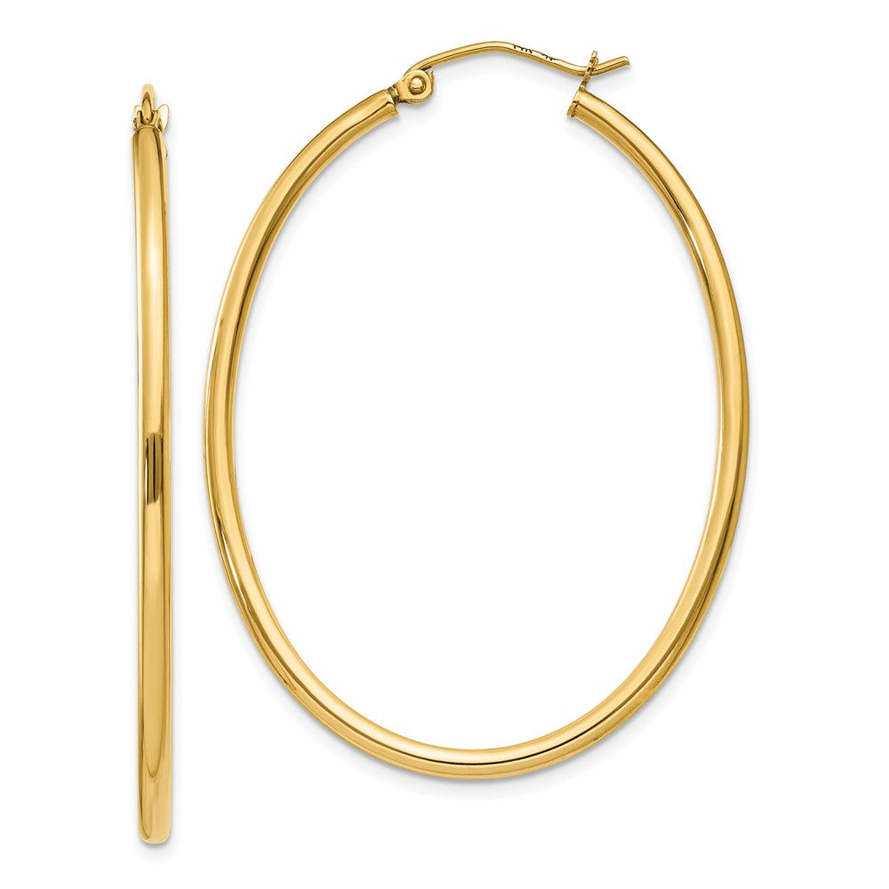 14k Yellow Gold 34.5 mm Oval Polished Hoop Earring (2.02 grams)