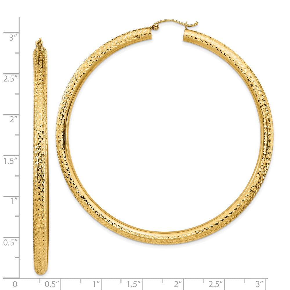 14k Yellow Gold 70.5 mm Lightweight Round Tube Hoop Earrings (7.16 grams)