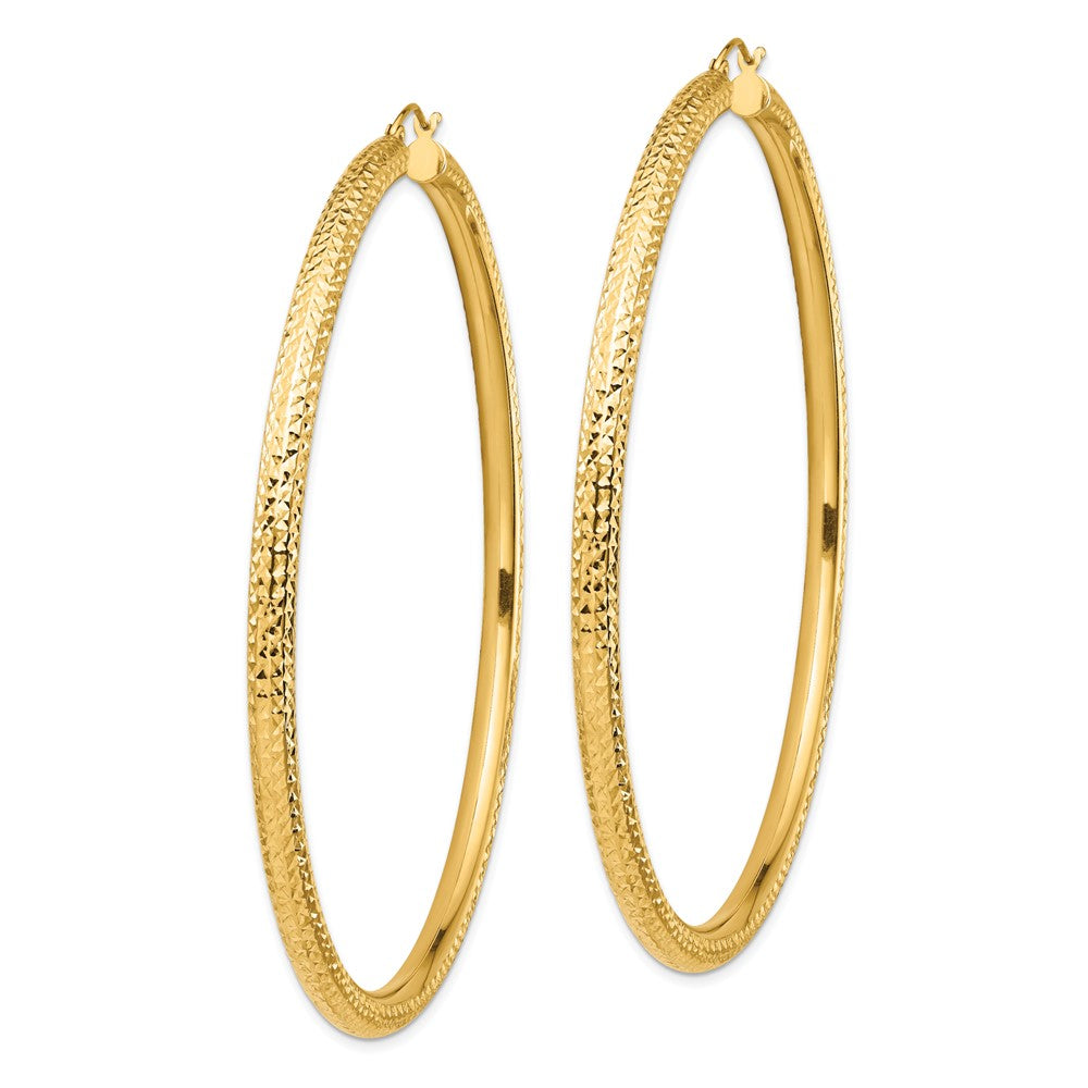 14k Yellow Gold 80 mm Lightweight Round Tube Hoop Earrings (7.37 grams)