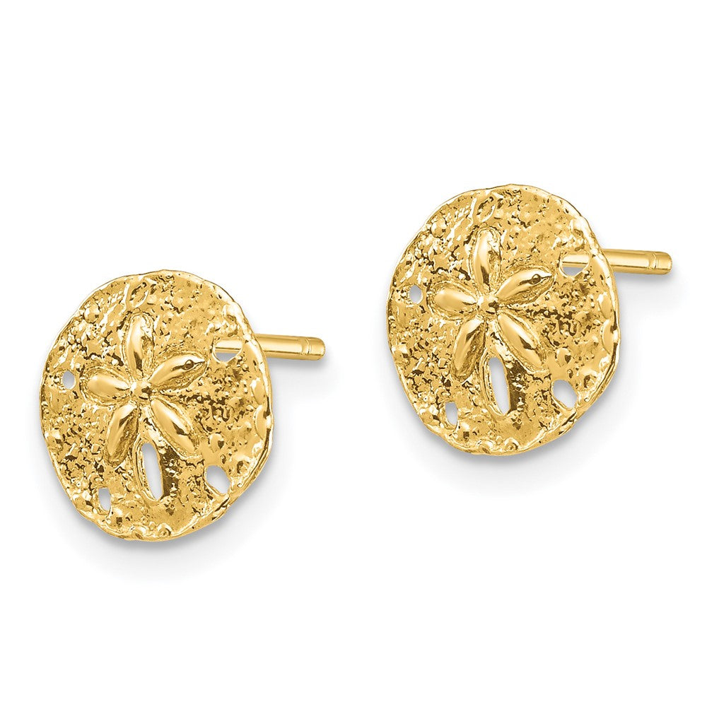 14k Yellow Gold 8.44 mm Sand Dollar Post Earrings (0.98 grams)