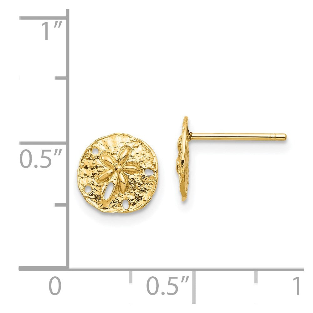14k Yellow Gold 8.44 mm Sand Dollar Post Earrings (0.98 grams)