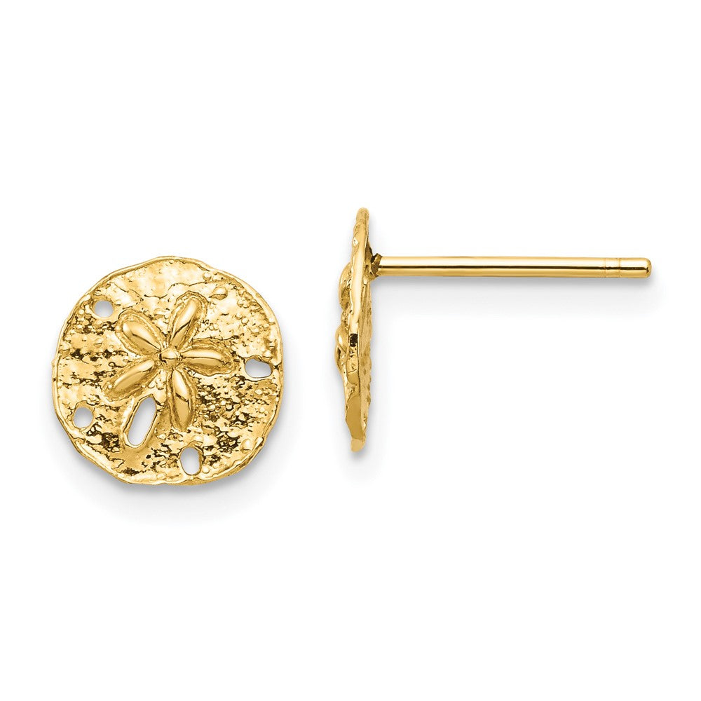 14k Yellow Gold 8.44 mm Sand Dollar Post Earrings (0.98 grams)