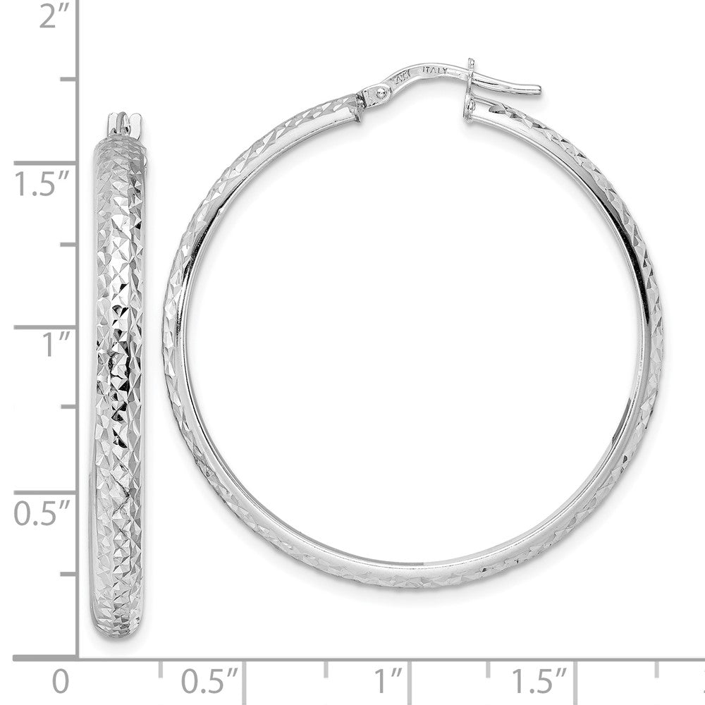 14k White Gold 38.95 mm Diamond Cut Hoop Earrings (4.03 grams)