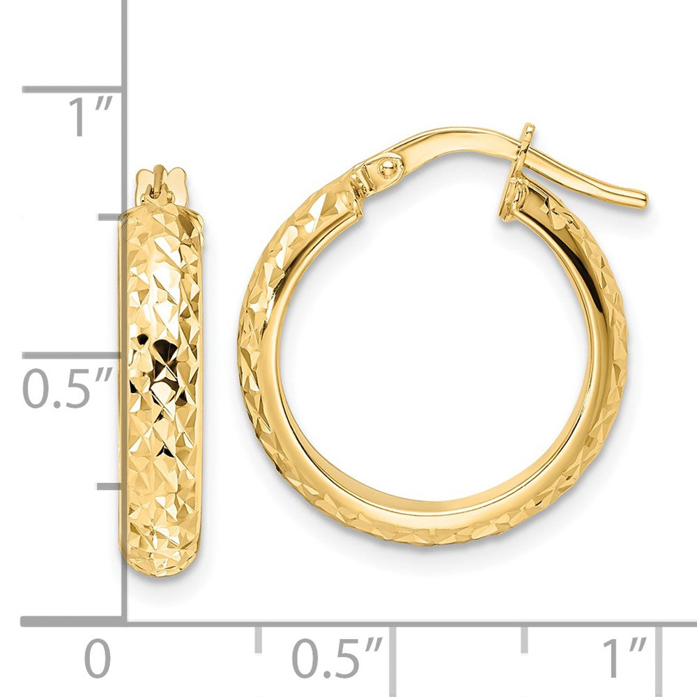 14k Yellow Gold 17.34 mm Polished Diamond Cut Hoop Earrings (1.85 grams)