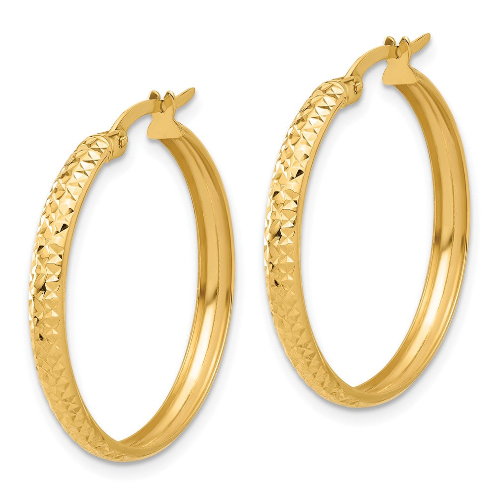 14k Yellow Gold 26.5 mm Polished and Diamond-cut Hoop Earrings (1.94 grams)