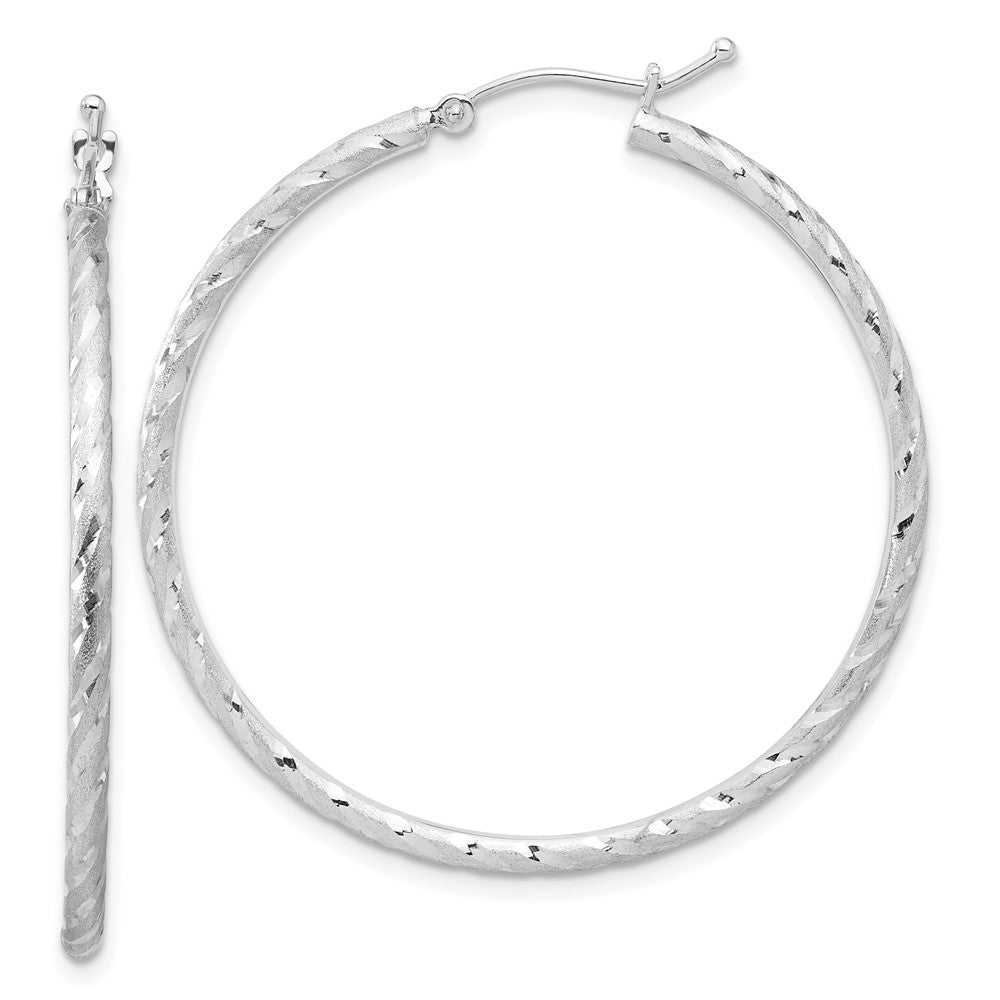 14k White Gold 40 mm Hoop Earrings (2.46 grams)