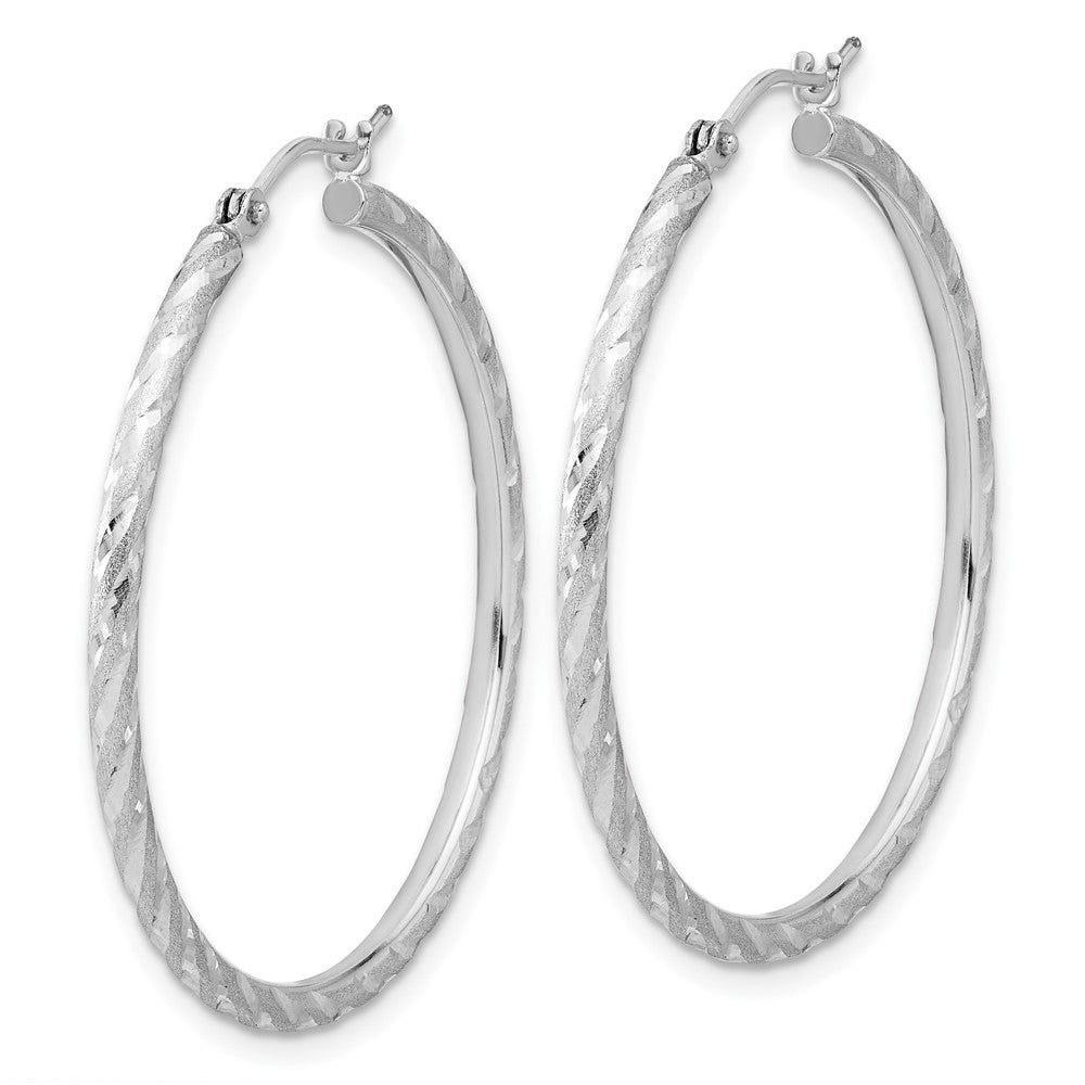 14k White Gold 35 mm Hoop Earrings (2.01 grams)