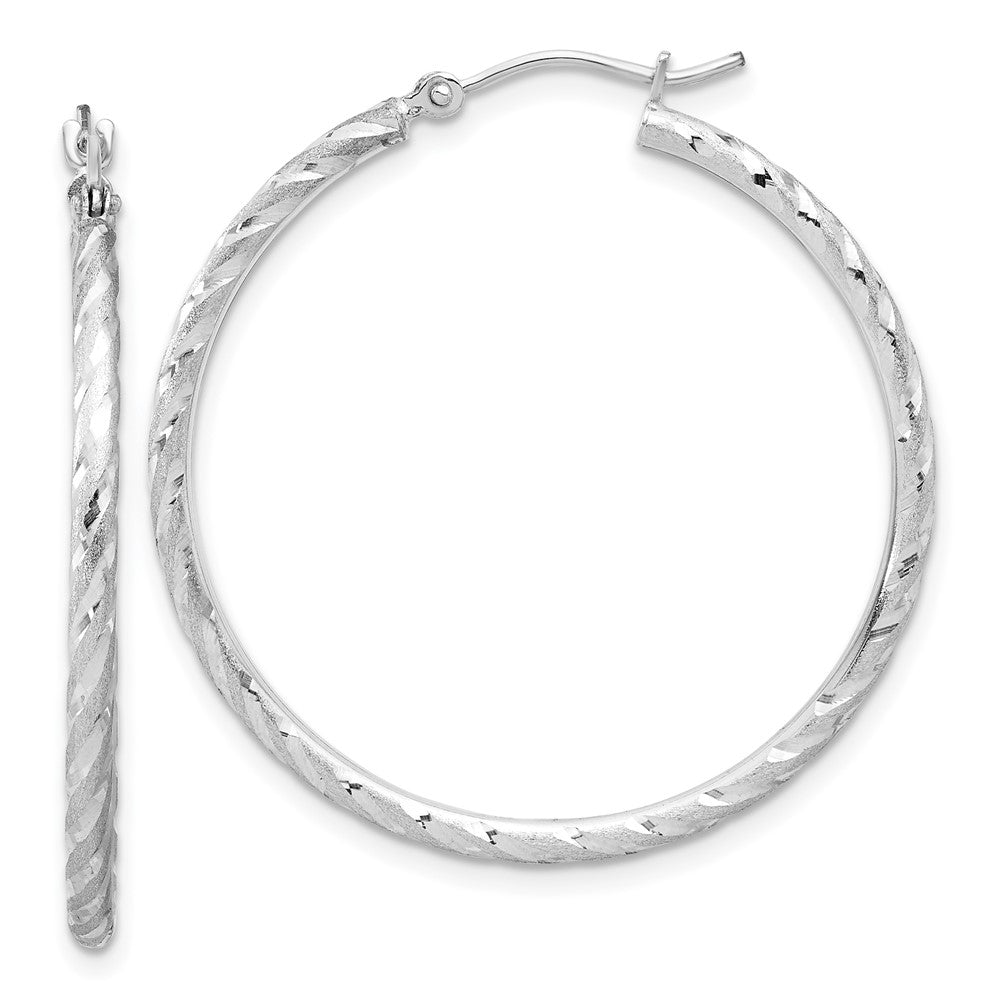 14k White Gold 35 mm Hoop Earrings (2.01 grams)