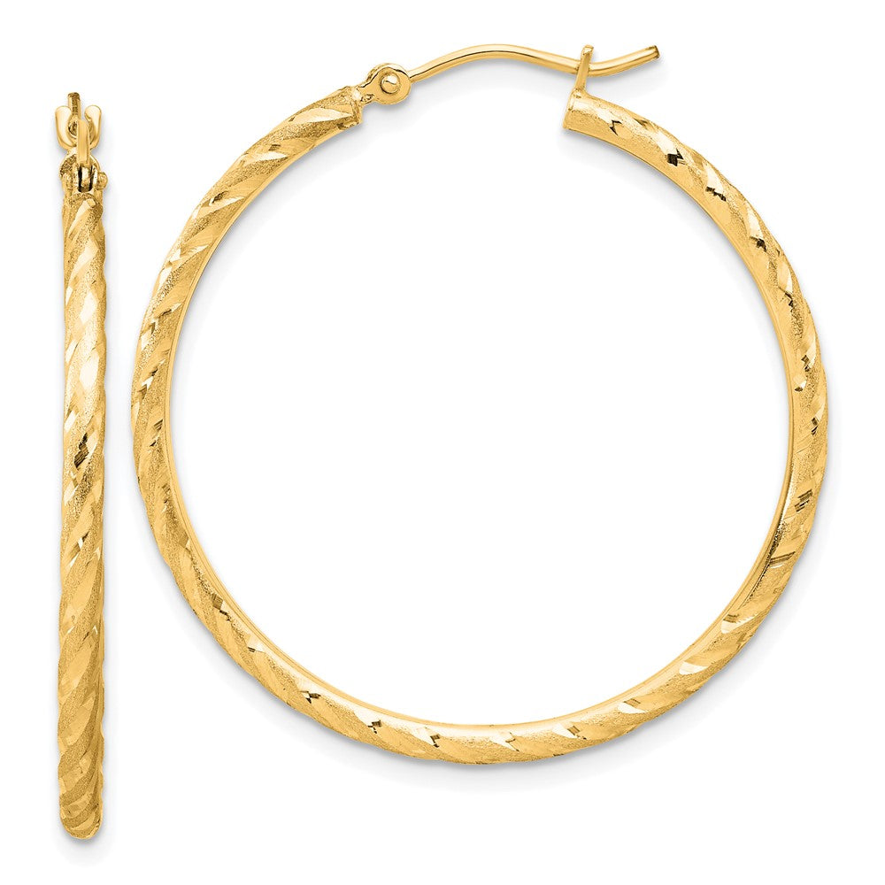 14k Yellow Gold 35 mm Hoop Earrings (1.84 grams)