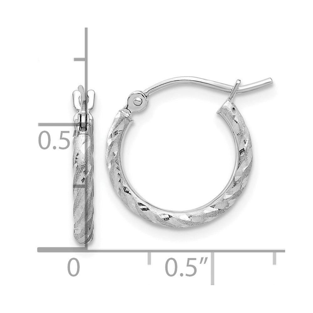 14k White Gold 14.75 mm Hoop Earrings (0.94 grams)