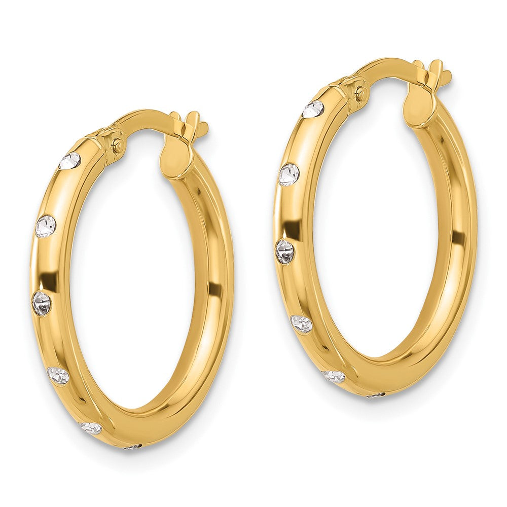 14k Yellow Gold 19.9 mm Polished CZ Hoop Earrings (2.06 grams)