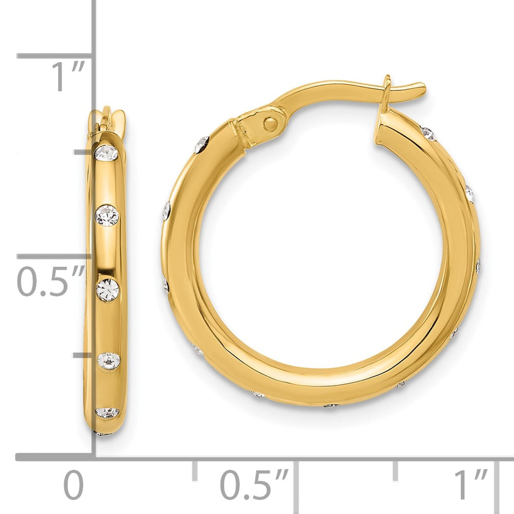 14k Yellow Gold 19.9 mm Polished CZ Hoop Earrings (2.06 grams)