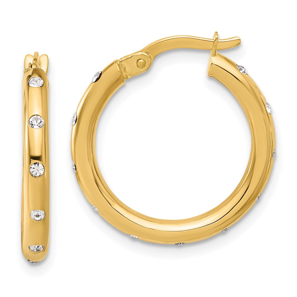 14k Yellow Gold 19.9 mm Polished CZ Hoop Earrings (2.06 grams)