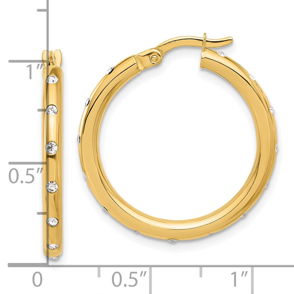 14k Yellow Gold 24.8 mm Polished CZ Hoop Earrings (2.69 grams)