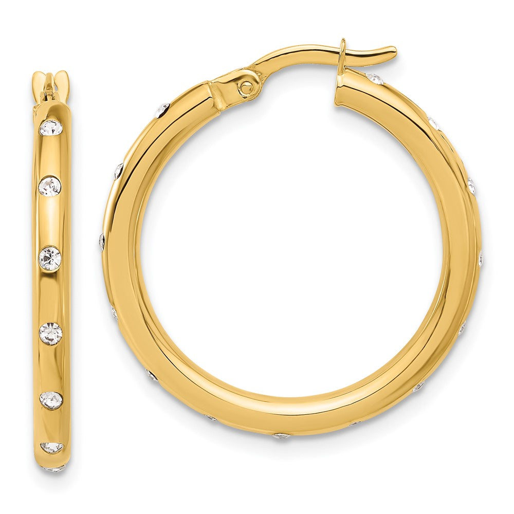 14k Yellow Gold 24.8 mm Polished CZ Hoop Earrings (2.69 grams)