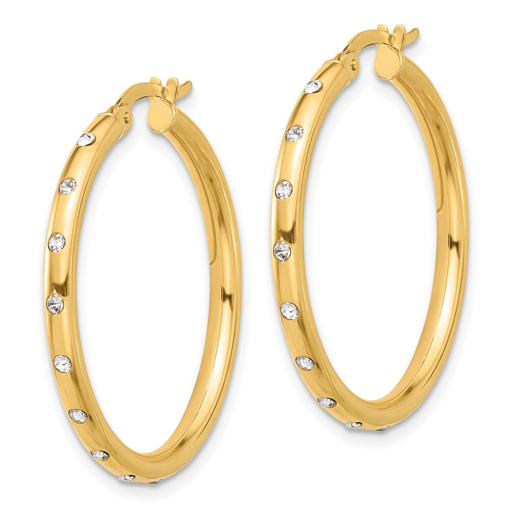 14k Yellow Gold 29.75 mm Polished CZ Hoop Earrings (3.34 grams)