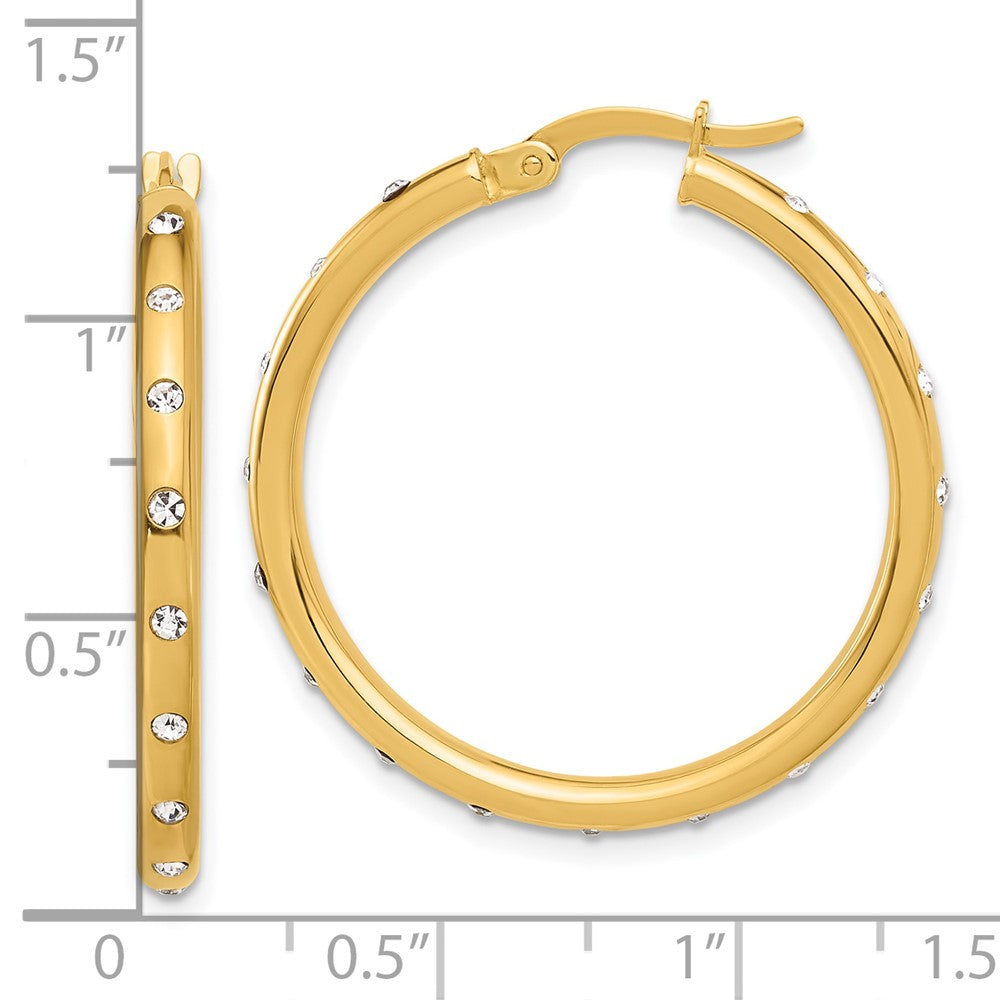 14k Yellow Gold 29.75 mm Polished CZ Hoop Earrings (3.34 grams)