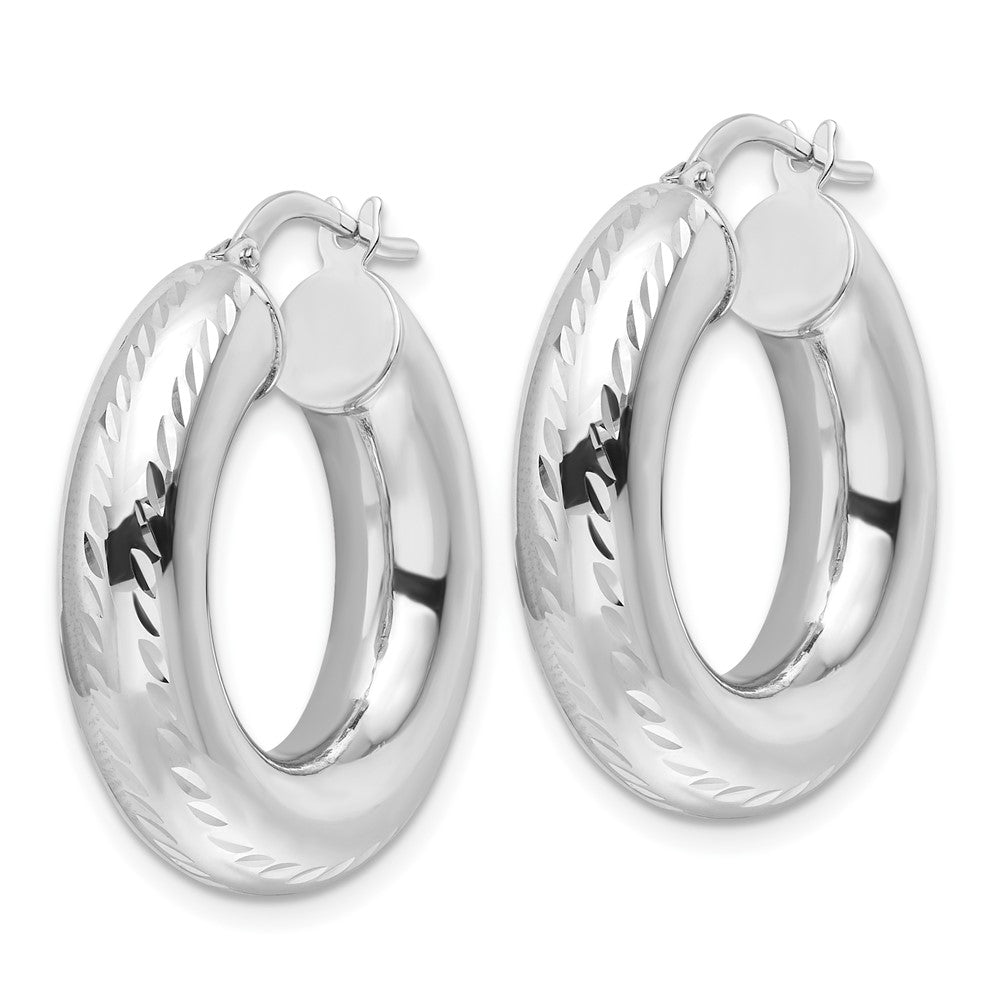 14k White Gold 25.75 mm Hollow Round Hoop Earrings (4.13 grams)