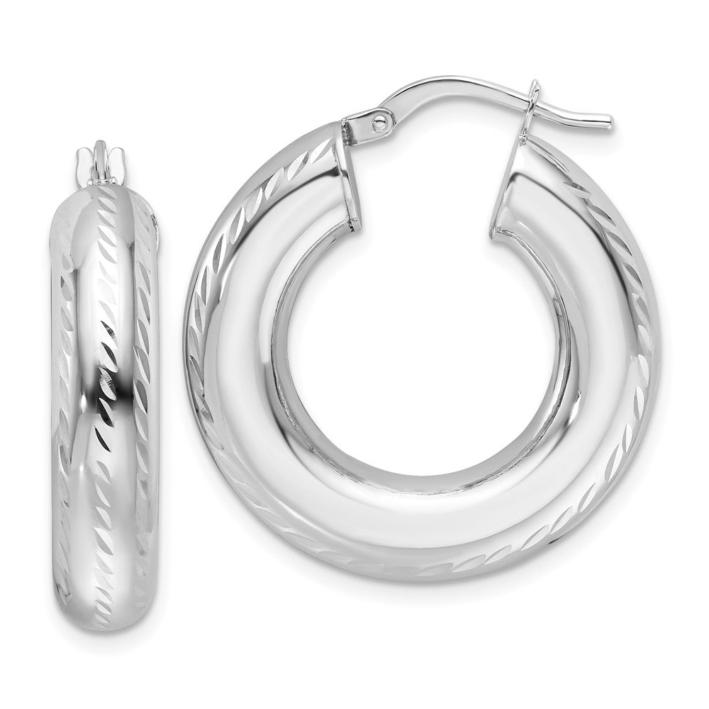 14k White Gold 25.75 mm Hollow Round Hoop Earrings (4.13 grams)