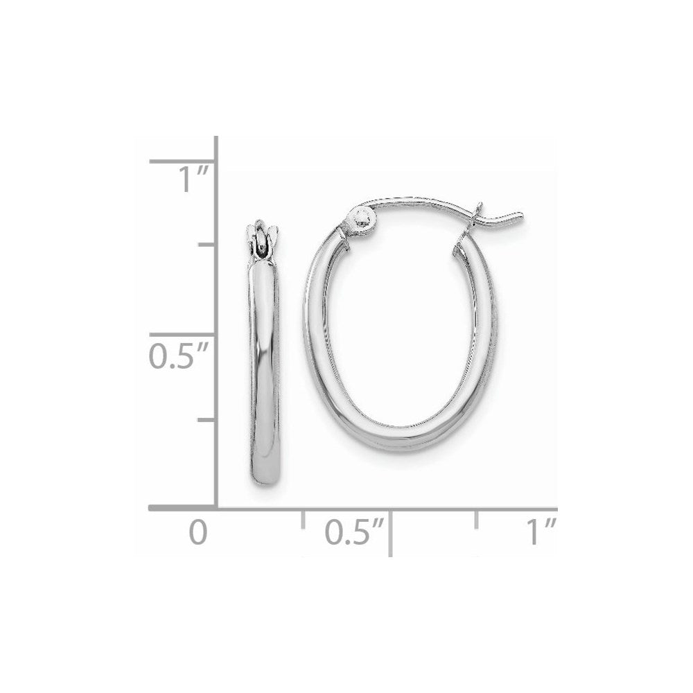 14k White Gold 13.5 mm Oval Tube Hoop Earrings (1.02 grams)