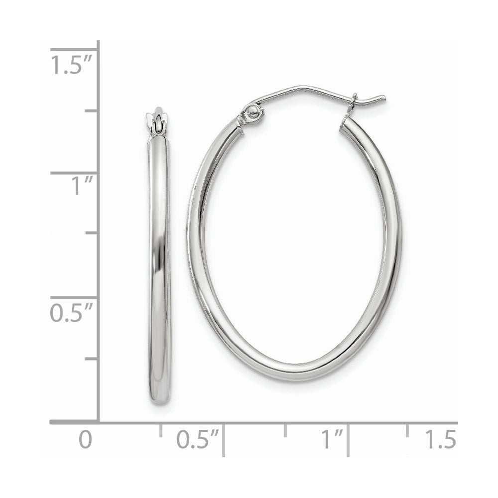 14k White Gold 21 mm Oval Tube Hoop Earrings (1.59 grams)
