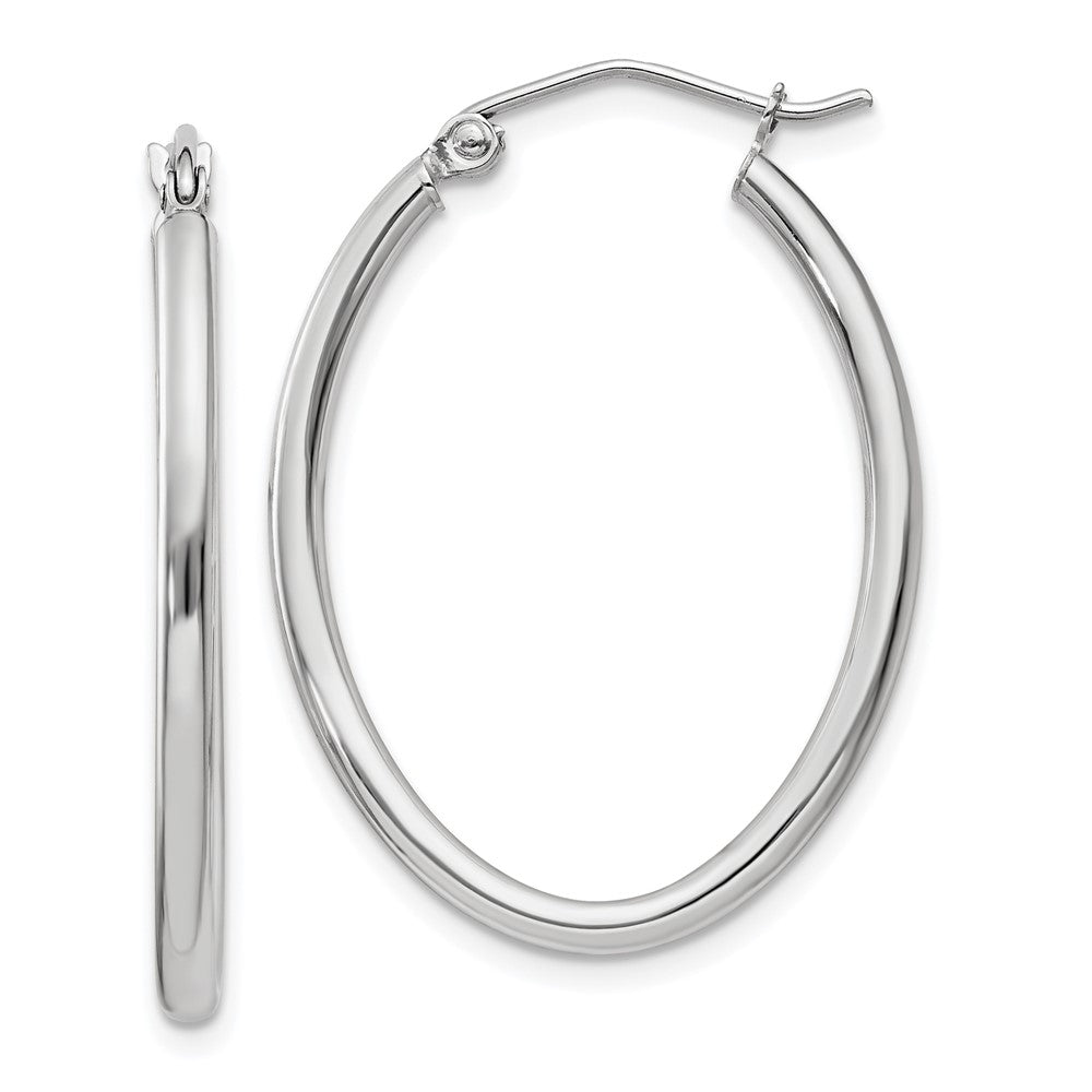 14k White Gold 21 mm Oval Tube Hoop Earrings (1.59 grams)