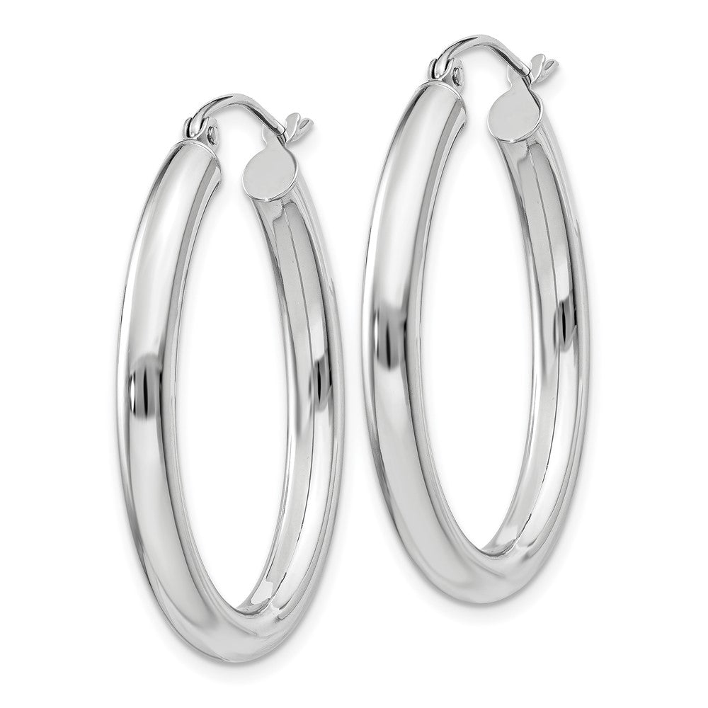 14k White Gold 24 mm Oval Tube Hoop Earrings (2.23 grams)