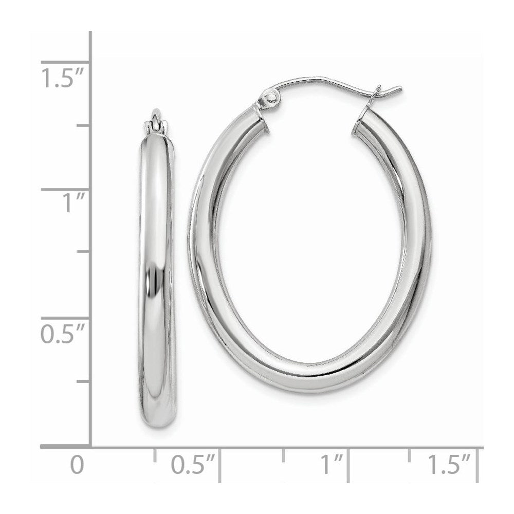 14k White Gold 24 mm Oval Tube Hoop Earrings (2.23 grams)