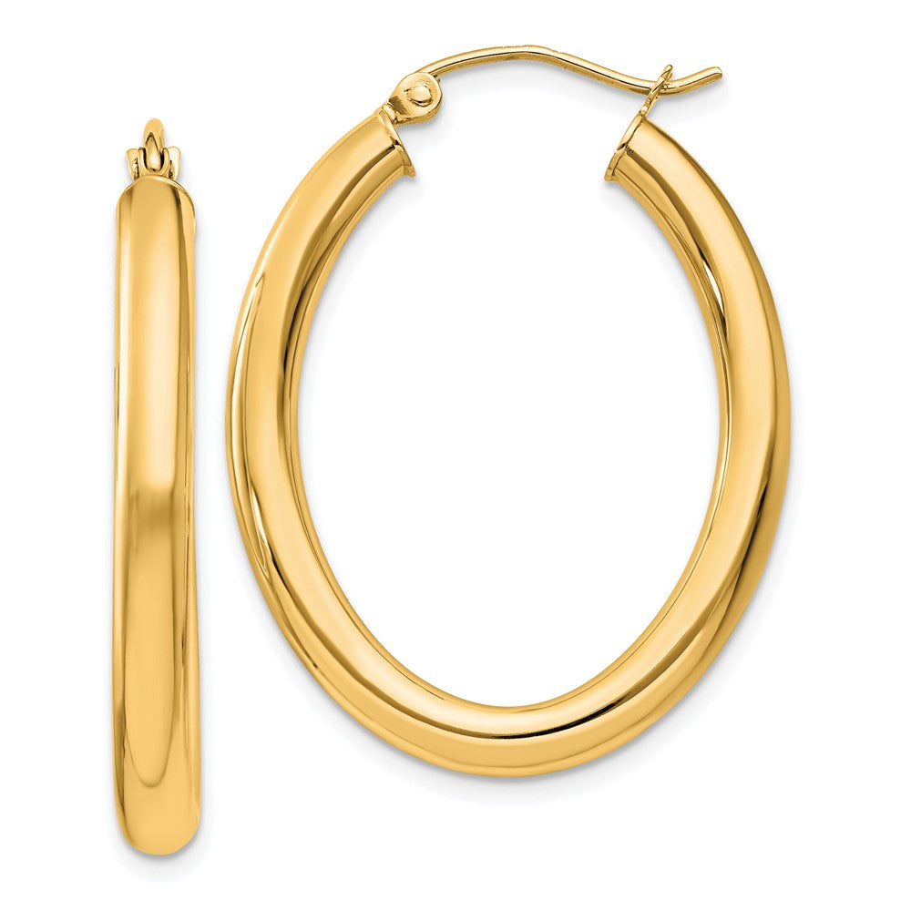 14k Yellow Gold 24 mm Oval Tube Hoop Earrings (1.97 grams)