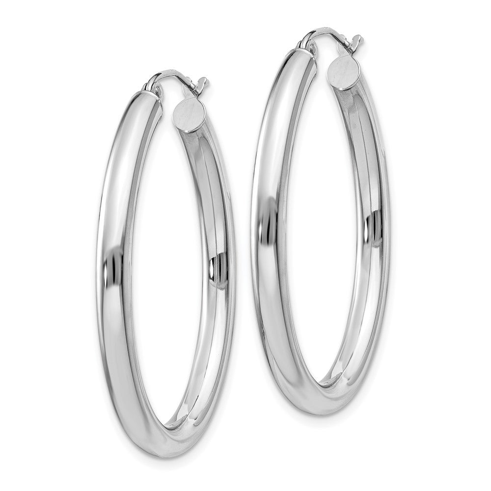 14k White Gold 28.2 mm Oval Tube Hoop Earrings (2.36 grams)