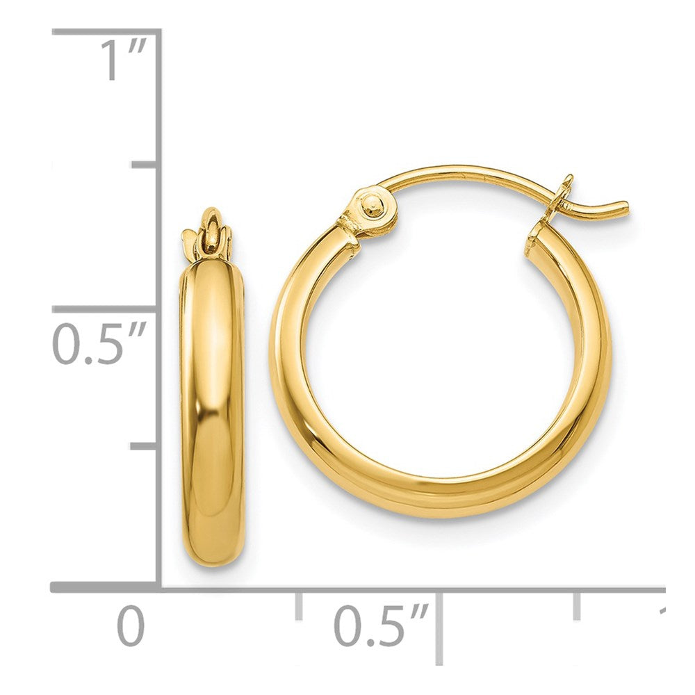 14k Yellow Gold 2.75 mm Round Tube Hoop Earrings (0.94 grams)