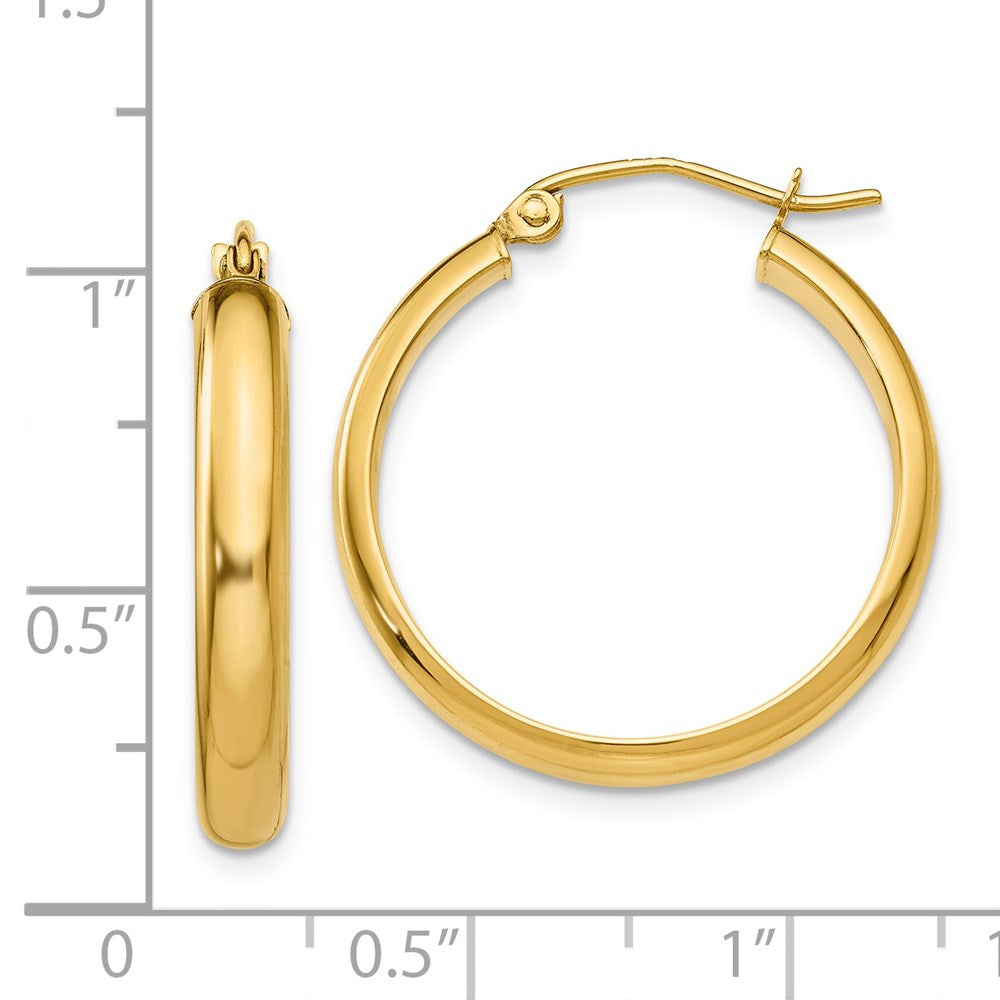 14k Yellow Gold 3.75 mm Round Tube Hoop Earrings (1.99 grams)