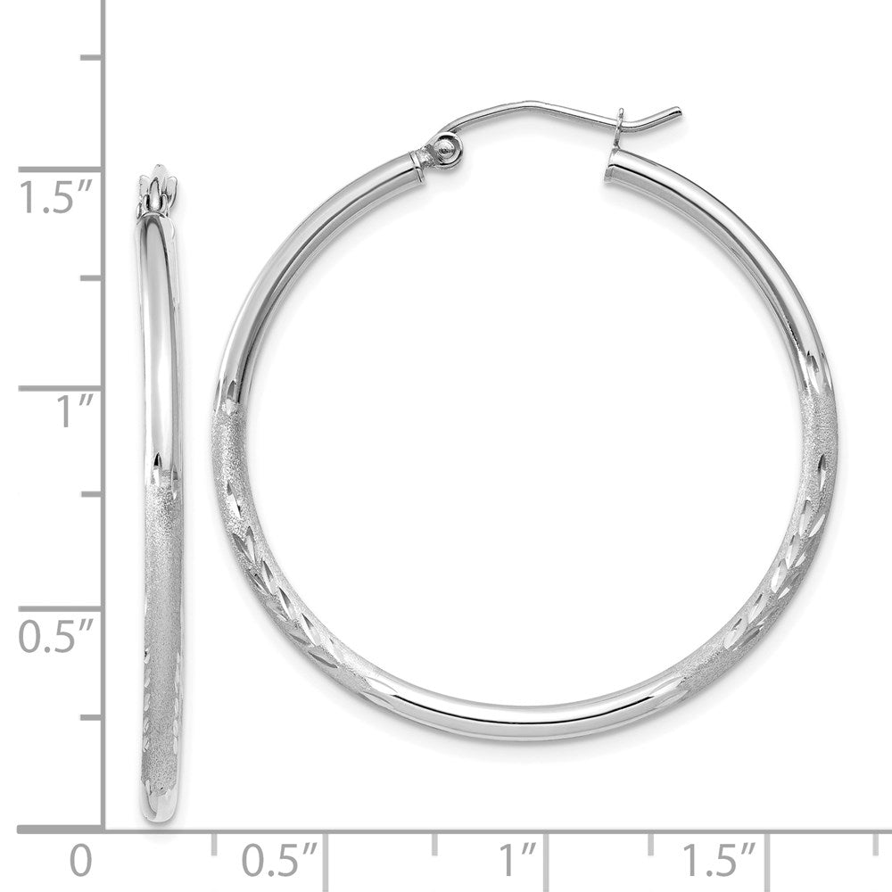 14k White Gold 2 mm Round Hoop Earrings (1.91 grams)