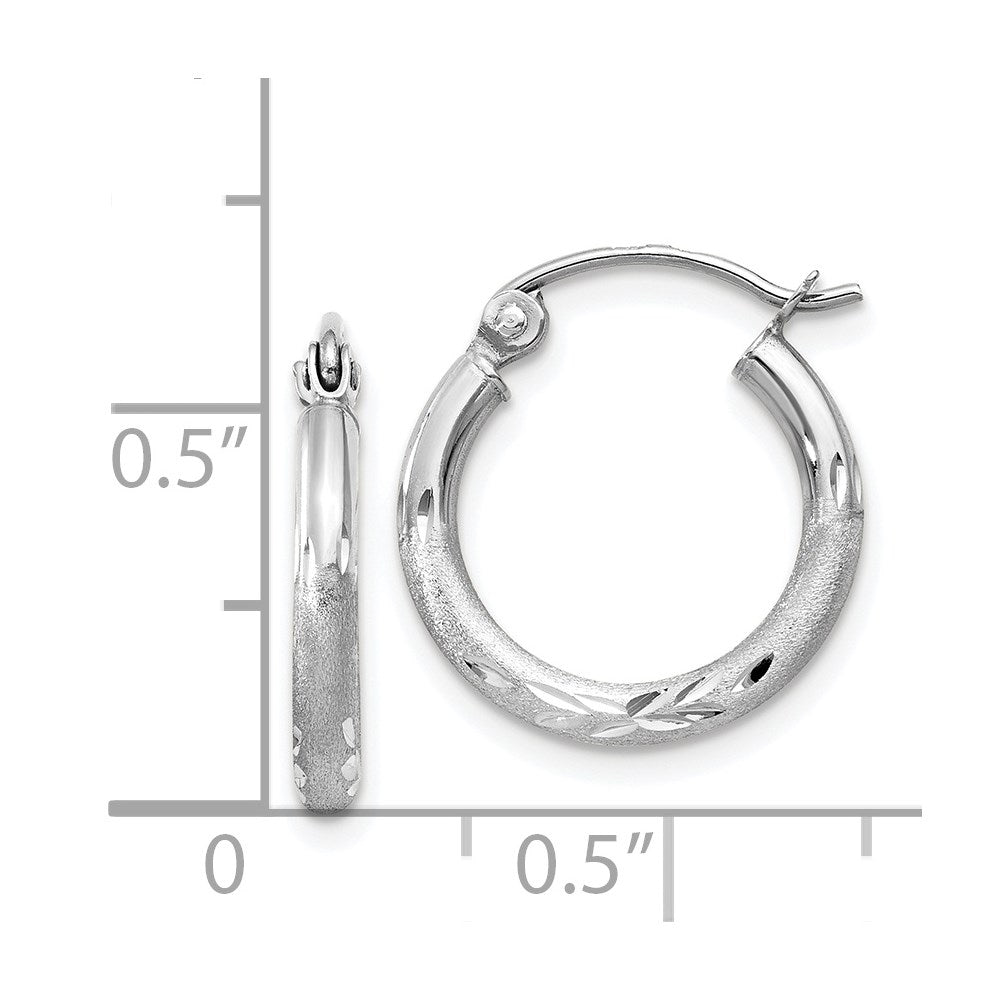 14k White Gold 2 mm Round Hoop Earrings (0.91 grams)
