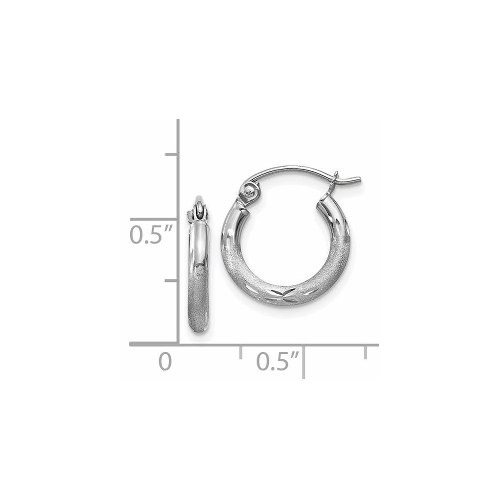 14k White Gold 2 mm Round Hoop Earrings (0.73 grams)