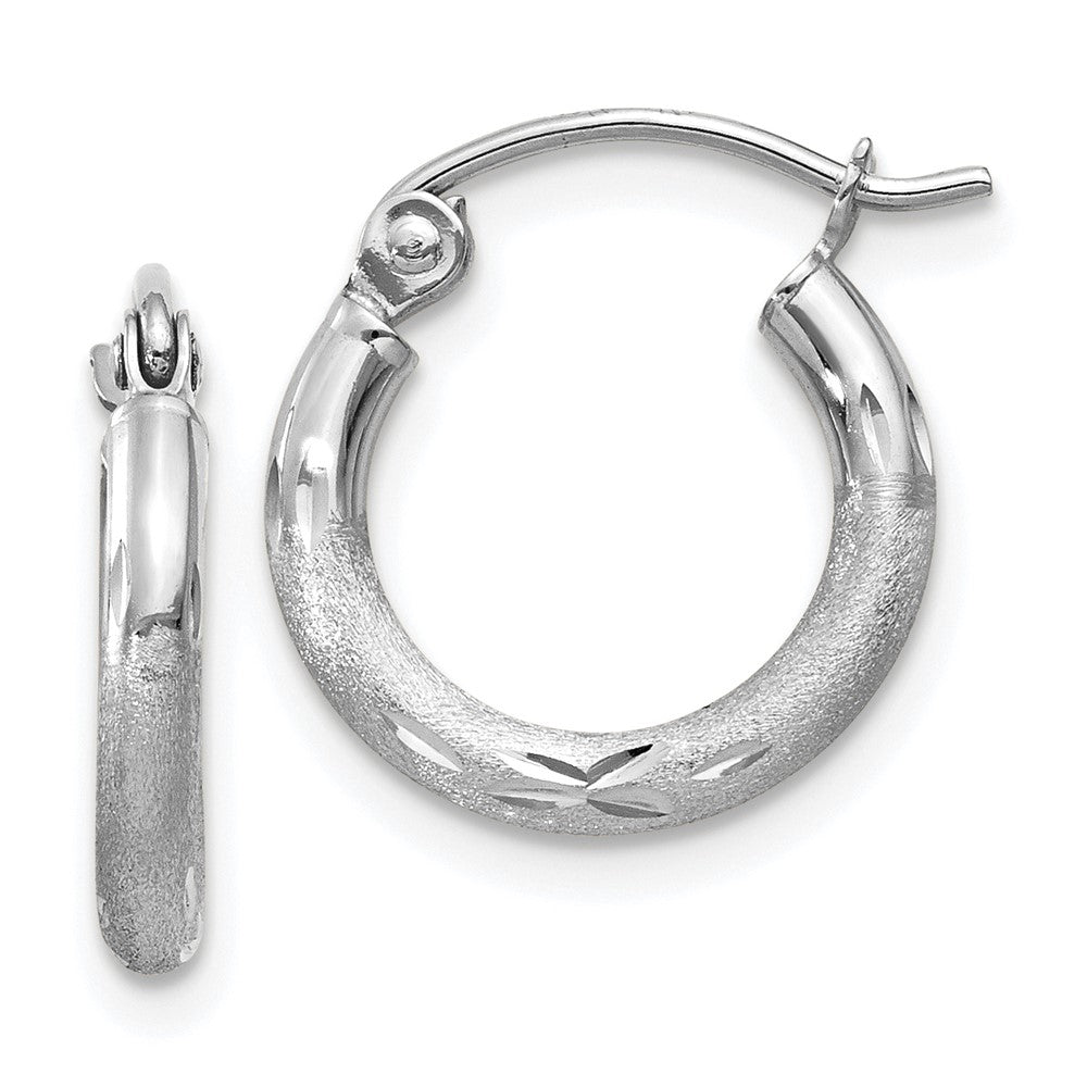 14k White Gold 2 mm Round Hoop Earrings (0.73 grams)