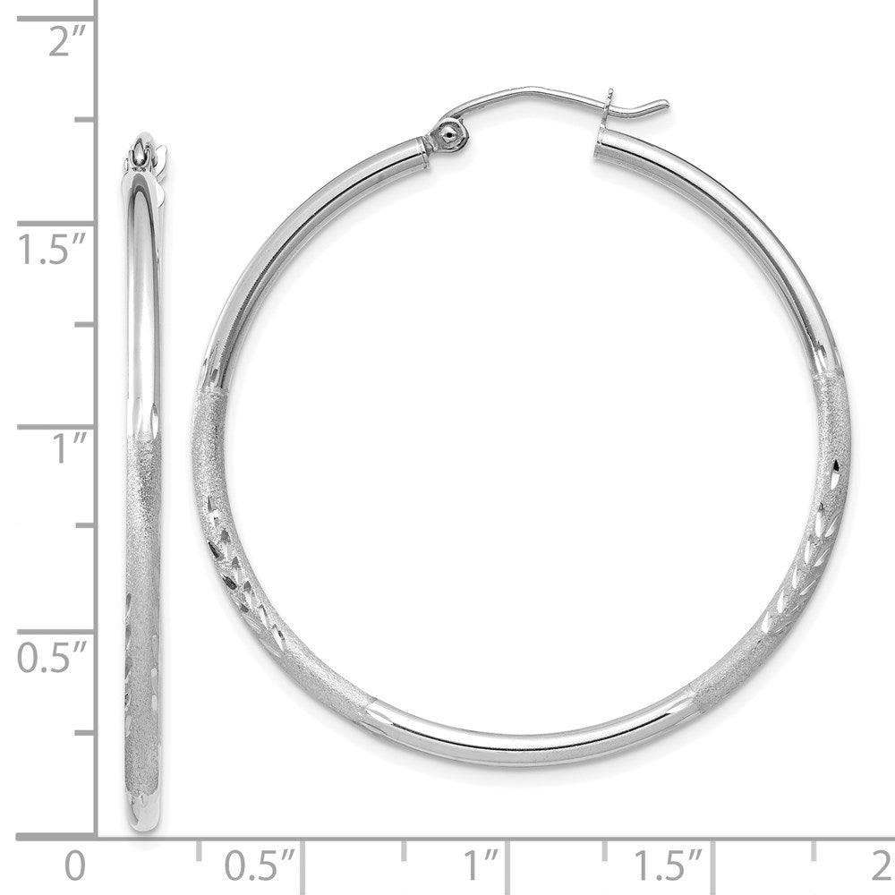 14k White Gold 2 mm Round Hoop Earrings (1.95 grams)