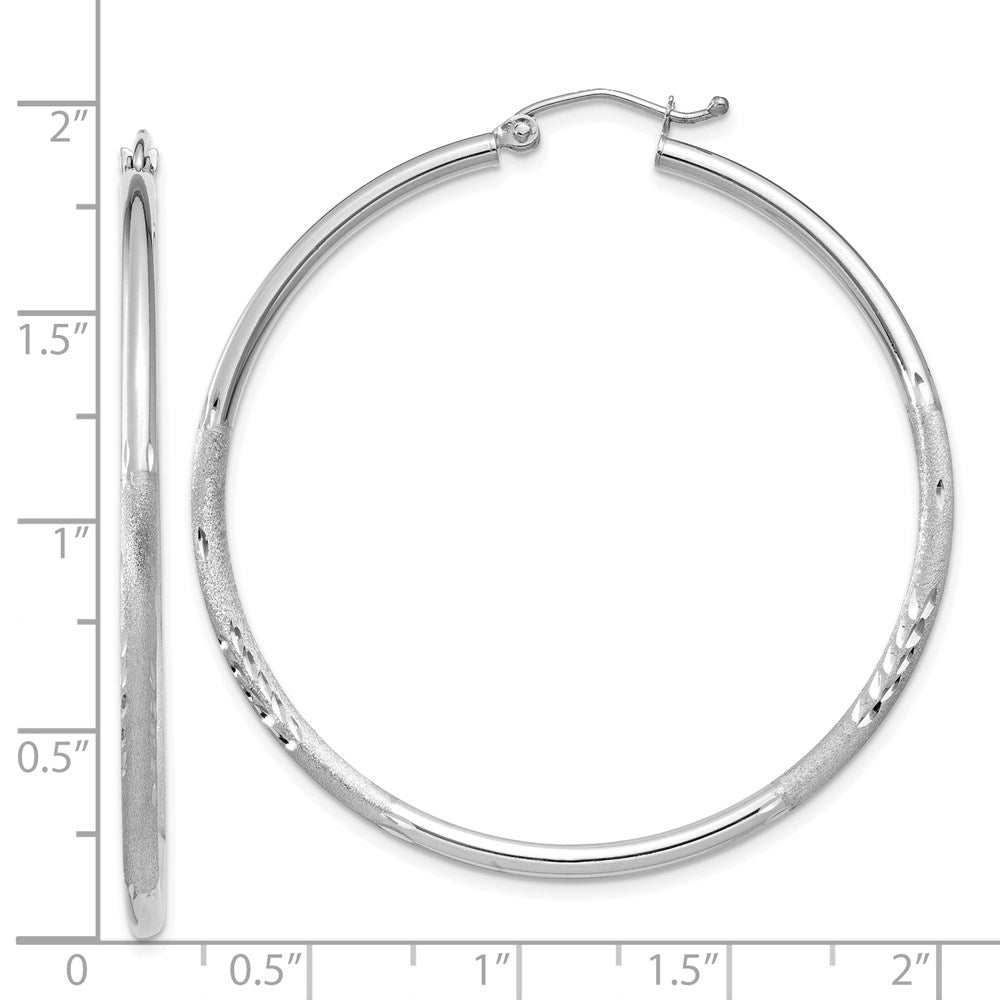 14k White Gold 2 mm Round Hoop Earrings (2.5 grams)