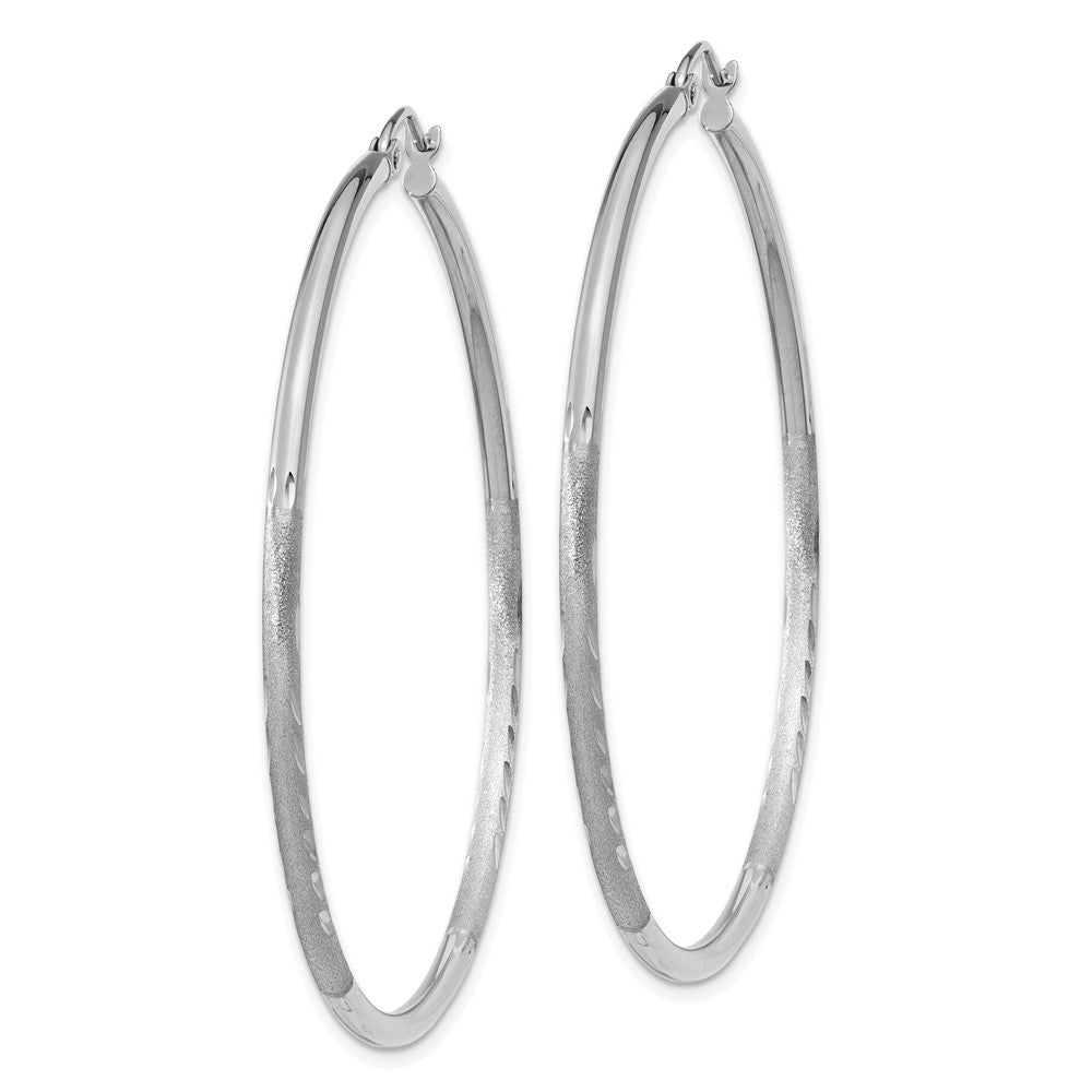 14k White Gold 2 mm Round Hoop Earrings (2.56 grams)