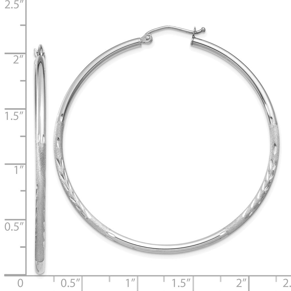 14k White Gold 2 mm Round Hoop Earrings (2.56 grams)
