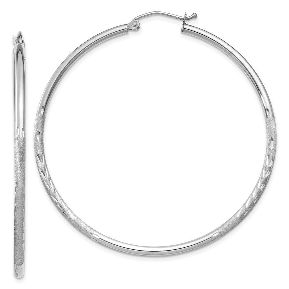 14k White Gold 2 mm Round Hoop Earrings (2.56 grams)