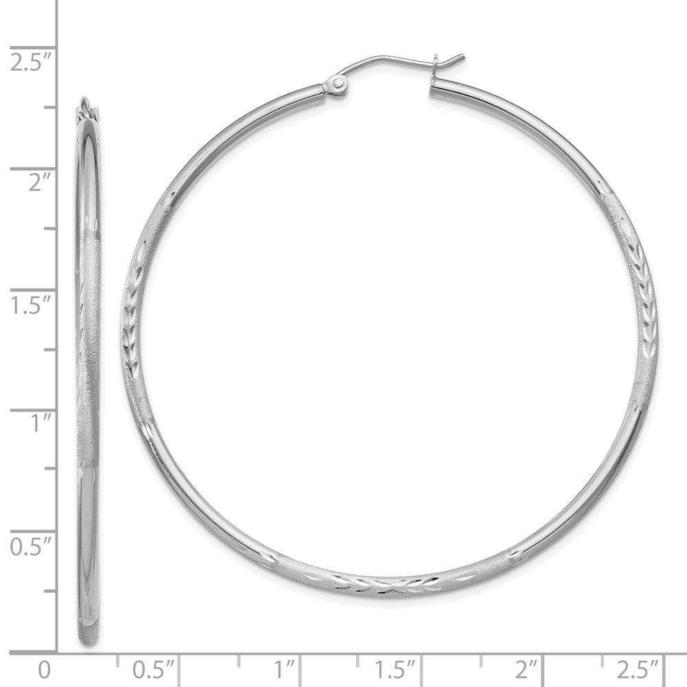14k White Gold 2 mm Round Hoop Earrings (2.65 grams)