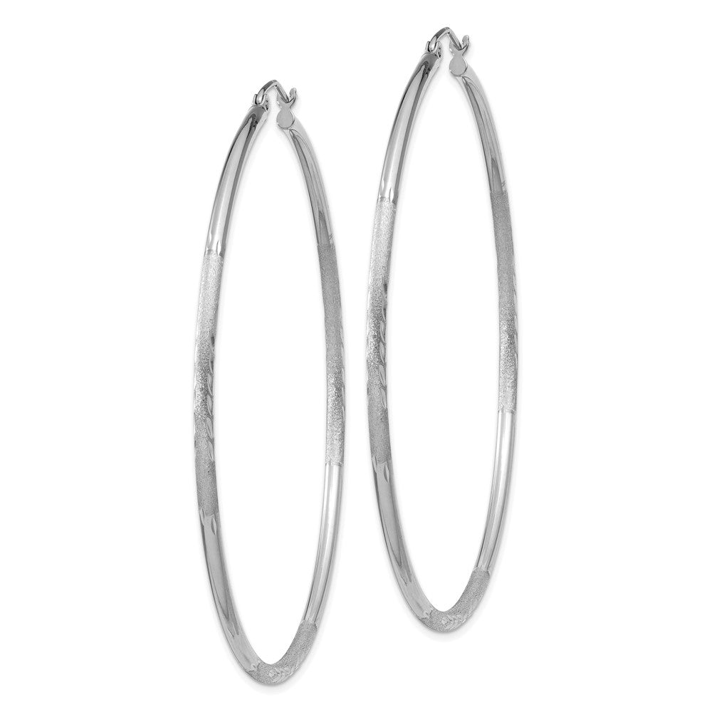 14k White Gold 2 mm Round Hoop Earrings (3.15 grams)