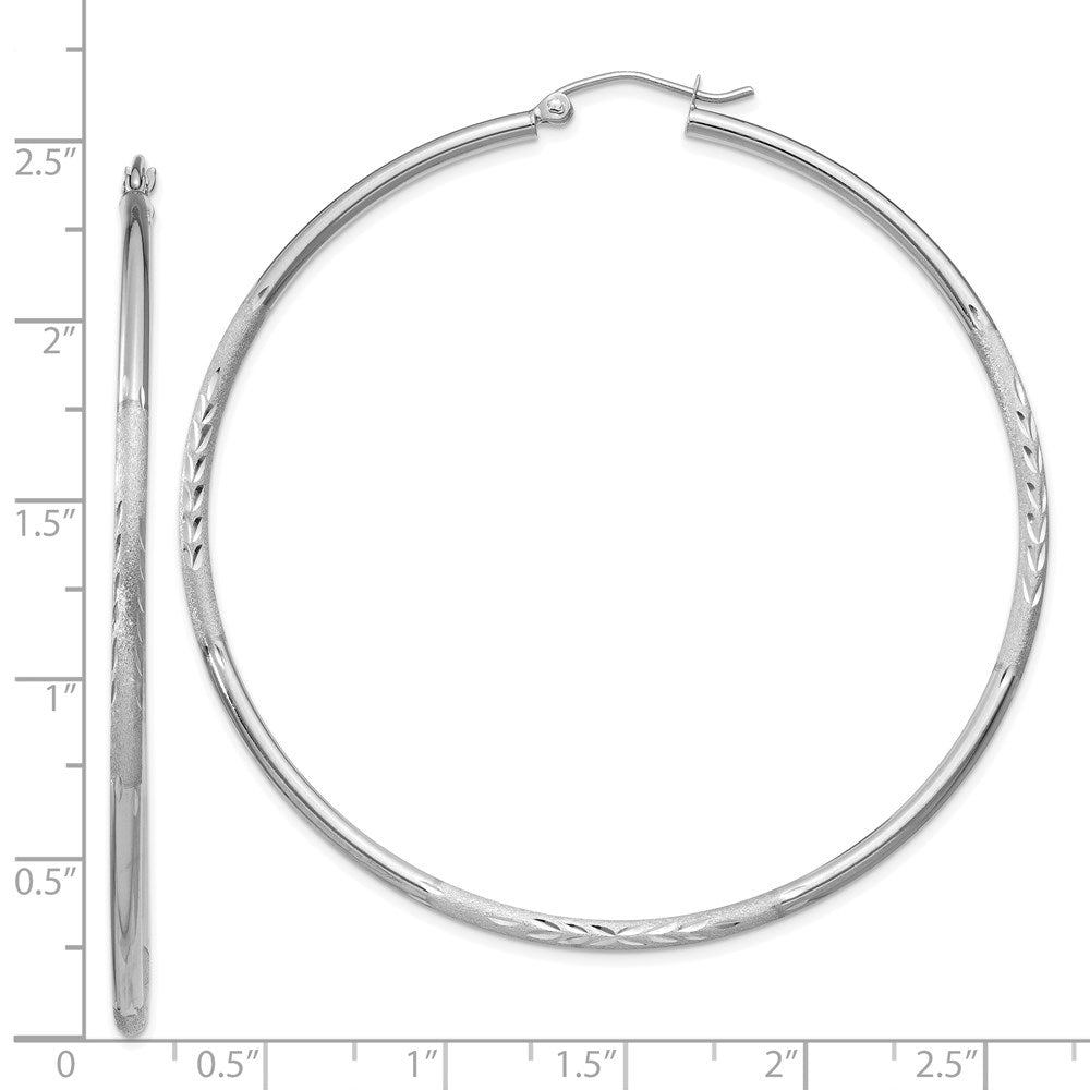 14k White Gold 2 mm Round Hoop Earrings (3.15 grams)