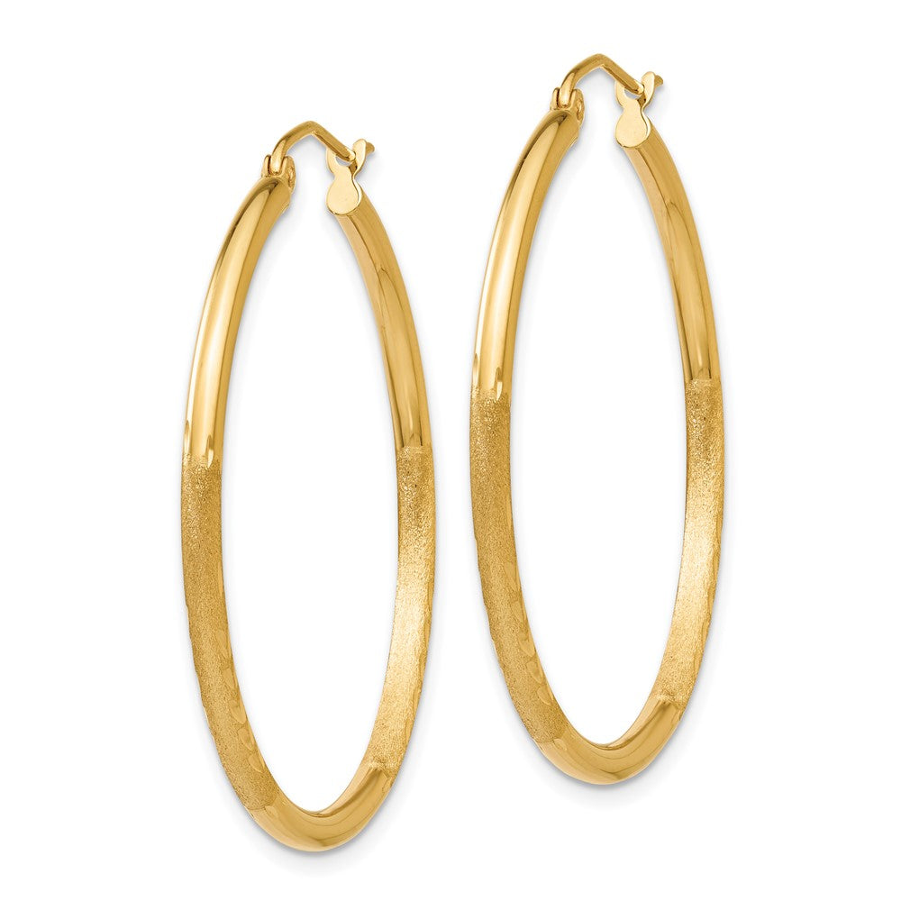 14k Yellow Gold 2 mm Round Tube Hoop Earrings (1.87 grams)