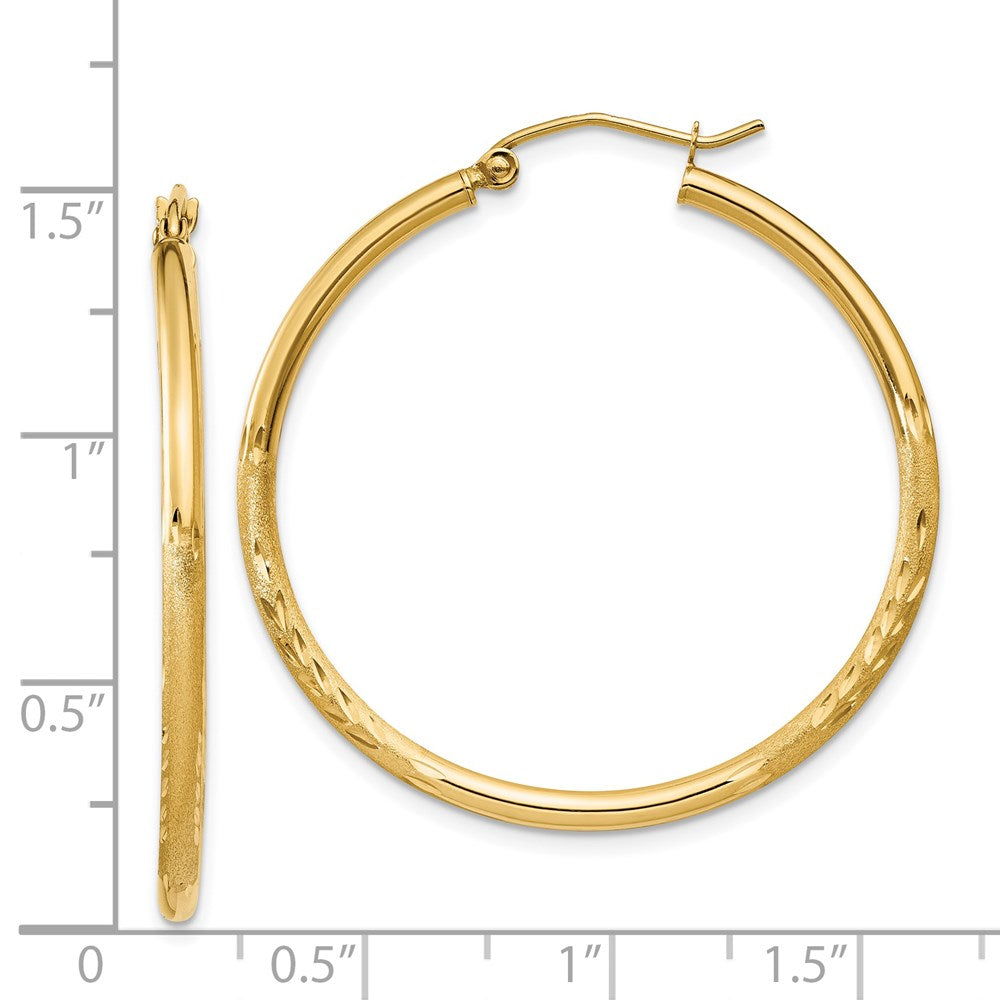 14k Yellow Gold 2 mm Round Tube Hoop Earrings (1.87 grams)