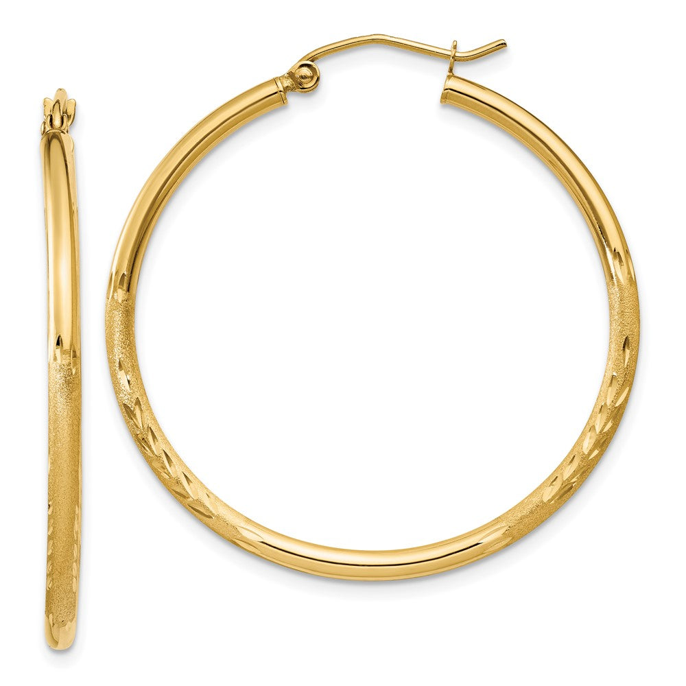 14k Yellow Gold 2 mm Round Tube Hoop Earrings (1.87 grams)