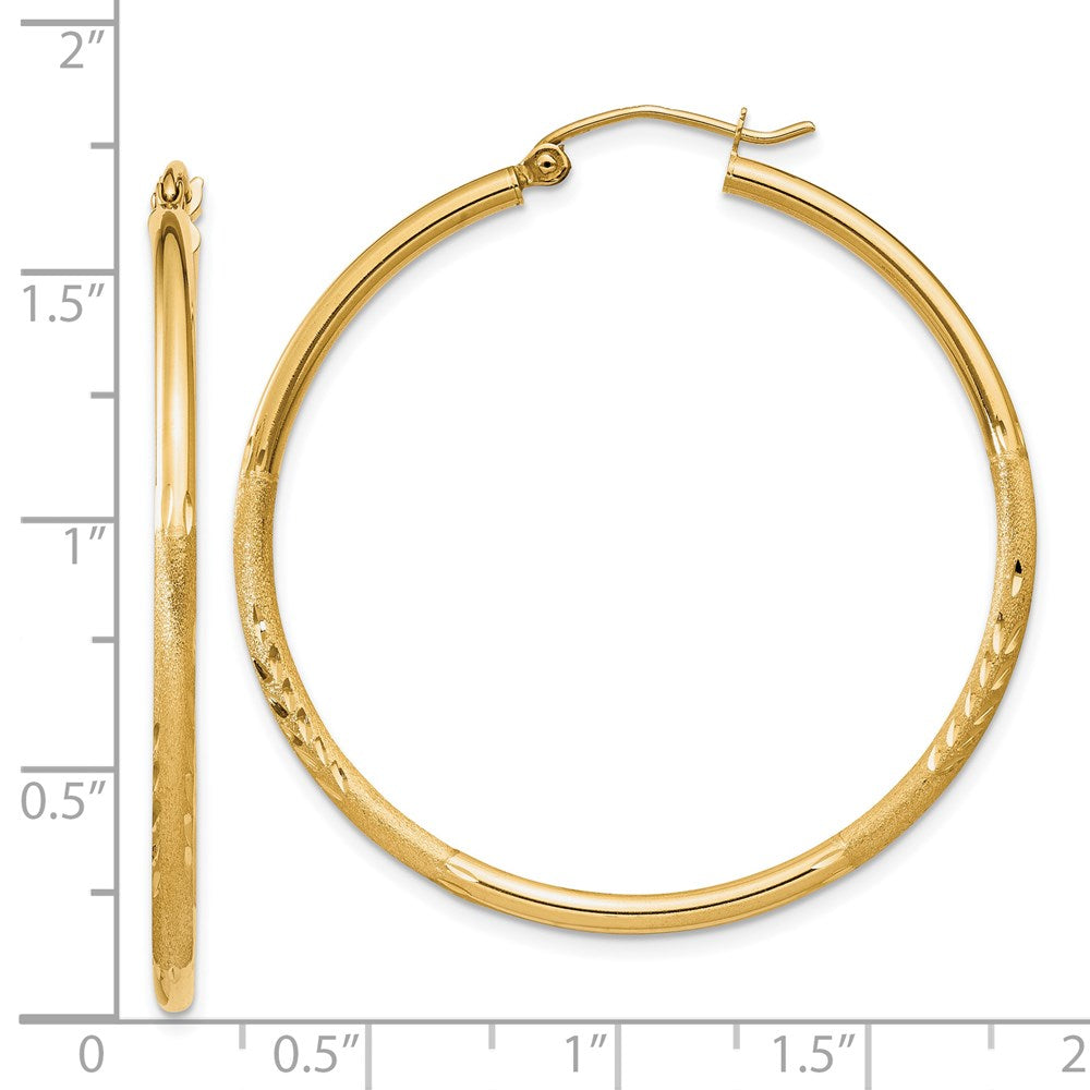 14k Yellow Gold 2 mm Round Tube Hoop Earrings (2.17 grams)