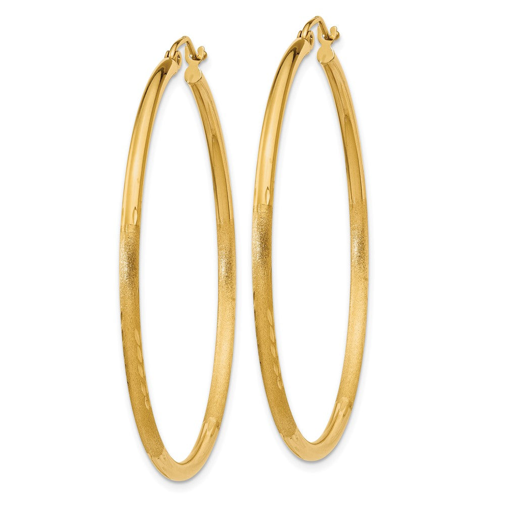 14k Yellow Gold 2 mm Round Tube Hoop Earrings (2.34 grams)