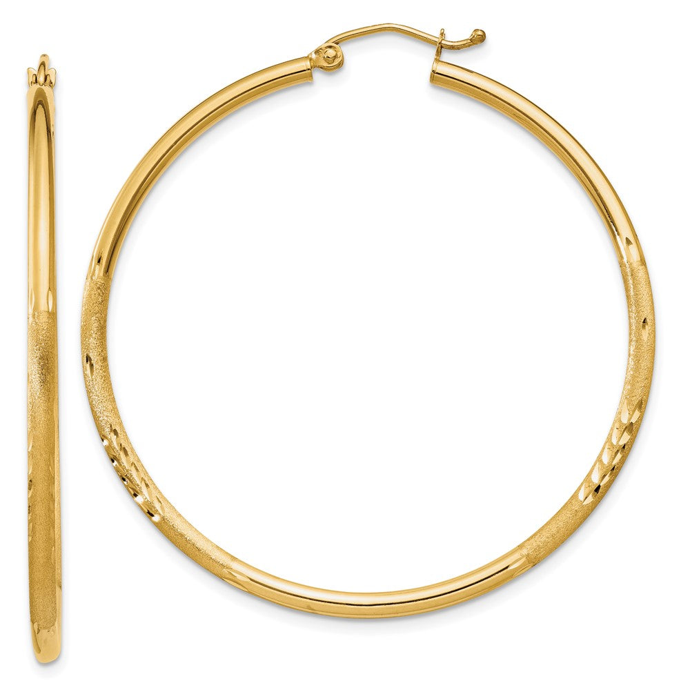 14k Yellow Gold 2 mm Round Tube Hoop Earrings (2.34 grams)